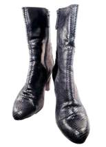 Women High Heel Gray Mid-Calf Boots Size 7.5 COLE HAAN Side Zip Faux Sna... - £33.02 GBP
