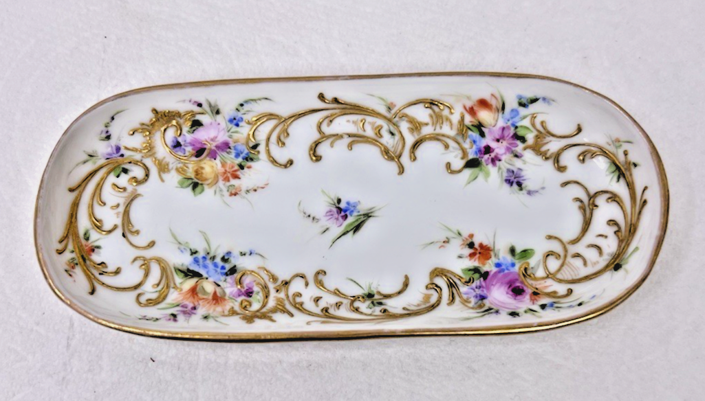 Richard Klemm Dresden Porcelain Germany Floral w Gold Vanity Pin Tray 5 ... - £27.06 GBP
