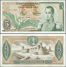 Colombia. Banknote 5 pesos oro. 1979. Unc. Paper. Cat# P.406f - $2.77