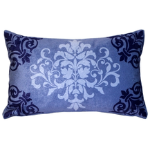 Velvet Damask Purple Throw Pillow 11x18, Complete with Pillow Insert - £33.53 GBP