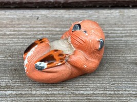 VTG Antique Miniature Pink Painted Metal Beaver Woodchuck Animal Figure  - £14.75 GBP