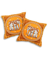 Elegant Thai Elephant Velvet and Pearls Set of 2 Square Pillow Covers - ... - £34.25 GBP