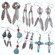 7pr Vintage Southwestern sterling silver dangle earrings - $222.75