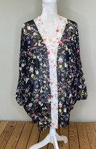 downeast NWOT women’s floral open front sheer cardigan Size S Black D9 - £8.34 GBP