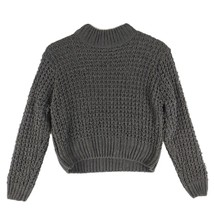 Poof Apparel Chunky Knit Chenille Crop Long Sleeve Sweater, Women&#39;s M, Dark Gray - £15.46 GBP