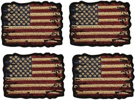 Distressed USA American Flag Patch [4PC Bundle -3.0 X 2.0 - Hook Fastener -MTB2] - £11.18 GBP