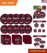 2025 Graduation Decorations: 50 Eco-Friendly Maroon Disposable Plates &amp; ... - $40.50