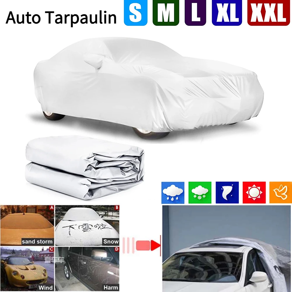 Waterproof Outdoor Car Automobile Tarpaulin Auto Dustproof Sun Snow Proof Cover - £12.03 GBP+