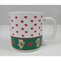 Vintage Teddy Bears &amp; Hearts Coffee Cup Mug 3.5&quot; Tall - £5.32 GBP
