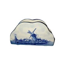 Vintage Delft Blue Scalloped Windmill Sailboat Ceramic Handpainted Napki... - $30.00