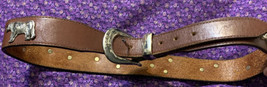 Honest Leather Belt 30&quot; Brown with Silver Animals Elephant Turtle Zebra Whale - £13.12 GBP