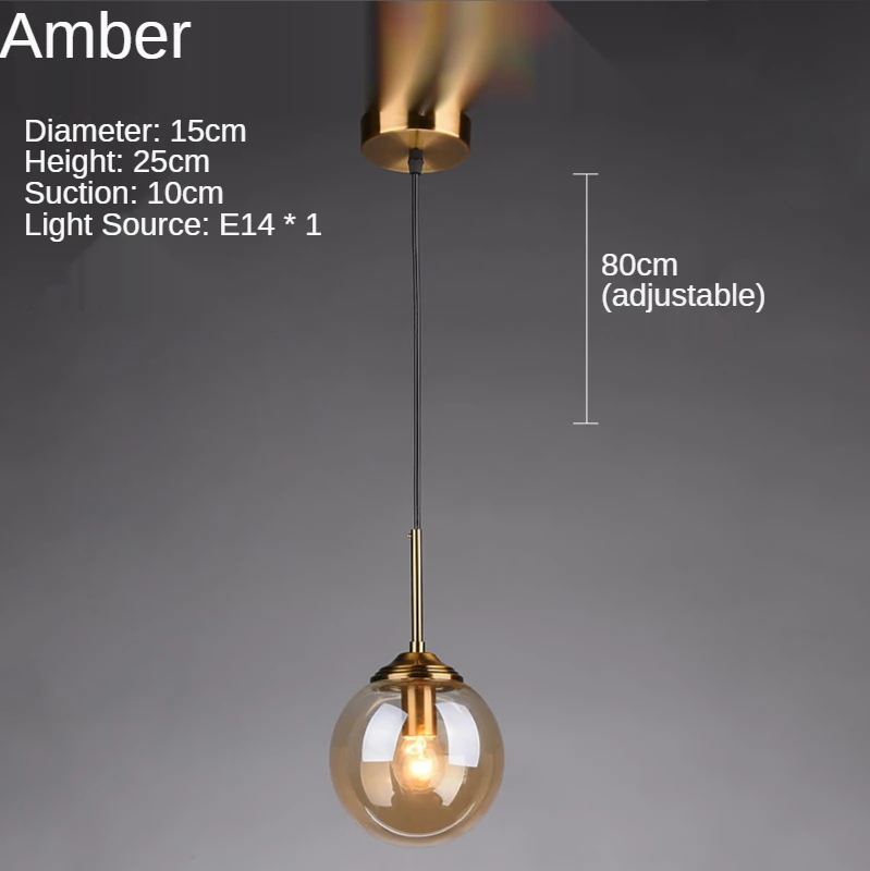  Amber Crystal Gl Ball Pendant Light Lighting for Living Dining Room Kitchen roo - £186.89 GBP