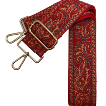 Red Western Bandana Print Adjustable Crossbody Bag Purse Guitar Strap - £19.46 GBP