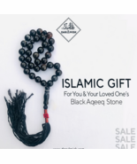 Black Aqeeq Stone Tasbih, Prayer 33x beads, Tasbih, Misbaha, Tasbeeh - $1,662.48 MXN