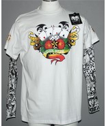 DELF Shirt Poker Aces Tattoo Skulls Crossbones Double Sleeve Shirt Men&#39;s... - $39.64 CAD