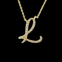 1Ct Round Cut CZ Moissanite Initial &quot;L&quot; Letter Pendant Yellow Gold Plated-Silver - £102.53 GBP