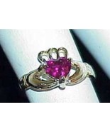 10K .33CT RUBY IRISH CLADDAGH HEART RING SIZE 3 Yellow Gold Pinky ring - $339.56 CAD
