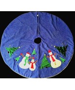 Beautiful Blue Snowman LET IT SNOW Themed Christmas Tree Skirt 43&quot; - $39.97