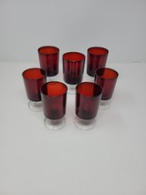 French Luminarc Cavalier Ruby Red Cocktail Glasses w/ Clear Stems 2 Sizes LOT 7 - £21.49 GBP