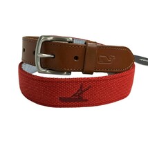 Vineyard Vines Belt Mens 34 Emb Icon Canvas Club Jetty Red Fishing Ocean... - $24.47
