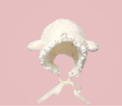 Kawaii Sheep design Beanie,Fluffy Sheep lamb ear winter hat,plush animal ear hat - £23.50 GBP