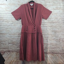 VTG Laura Henson Woman Dress Size 12 brick Red with Polka Dot Wrap Front... - £61.74 GBP