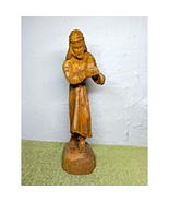 Jesus Walking Statue Hand Wood Carved Vintage Religious Bethlehem Clear ... - $22.84 CAD