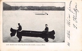 Lenox Massachusets Canoe On Lake Mahkeenac Showing Beckwith Estate Postcard 1905 - £4.34 GBP