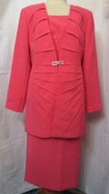 Milano 3 pc Skirt Suit Sz 42 Sz 12 Rose Pink Flashy Rhinestone Clasp - £51.13 GBP