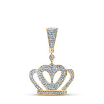 10kt Yellow Gold Mens Round Diamond Crown Charm Pendant 1/2 Cttw - £464.54 GBP