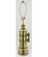 Vintage Two Tone Brass Tall Nautical Telescope Themed Table Lamp with Ha... - $88.11