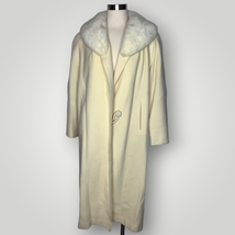 Vintage Betty Rose Cashmere Fur Trimmed Cream Ivory Robe Coat Long Glamo... - $241.88