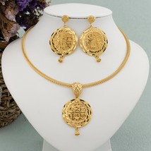 Round Jewelry Sets for Women Thick Necklace Big Earrings Bracelet Ring Dubai 18K - £41.73 GBP
