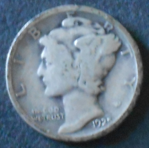 1925-P Mercury Silver Dime. - $3.25