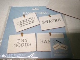 NEW Kitchen Pantry Hanging white printed basket tags turn over to person... - $1.73