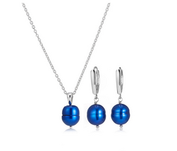 Honora 9-10mm Blue Freshwater Pearls Necklace &amp; Earrings Boxed Set - $29.00
