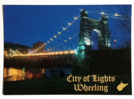 City of Lights Suspension Bridge Christmas Wheeling West Virginia WV Postcard - £5.97 GBP