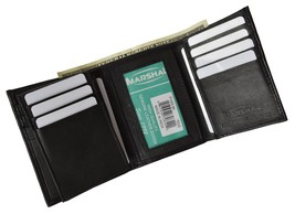 Men&#39;s Premium Leather Quality Wallet Trifold ID Window Credit Card Slots Black - £13.77 GBP