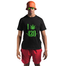 Mens Graphic Tees Short Sleeves Crew Neck I Love 420 Black T-Shirt Size S-4XL - £10.71 GBP