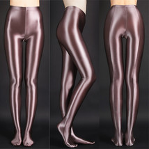 Women&#39;s Shiny Wet Look Dance Yoga Tights Stockings High Elastic Opaque Pantyhose - £13.36 GBP