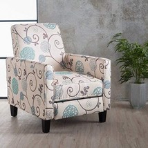Great Deal Furniture Dufour White and Blue Floral Fabric Recliner - £169.45 GBP