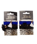 La Ta Da Hair Ties Set 2 20 Pcs Blue White Black Tassel Stocking Stuffer... - £6.90 GBP