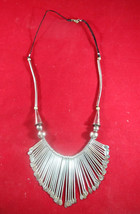 Silver Chain Drape Long Beaded Necklace - £7.18 GBP