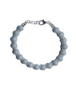 Elegant Gray Glass Beaded Bracelet with Crystal Rhinestone Spacers and L... - $8.21 CAD