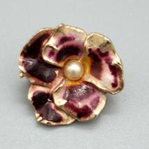 Enamel Pansy Brooch Scatter Pin Pink Red Yellow Violet Gold Tone - £30.85 GBP