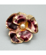 Enamel Pansy Brooch Scatter Pin Pink Red Yellow Violet Gold Tone - $723.77 MXN