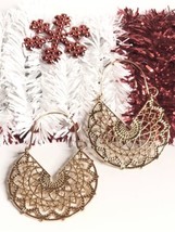Elegant Rose Gold Golden Metal Ornate Filigree Ethnic Hoop Drop Dangle Earrings - £7.67 GBP