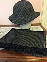 RARE Vintage Frank Olive Hand Made Wool Fabric Hat BONUS Matching Fringed Scarf - £22.52 GBP