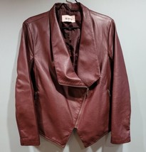 BB Dakota Burgandy Vegan Faux Leather Drape Moto Jacket Size M Medium - £25.54 GBP