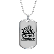 Love One Another Prayer Christian Necklace Stainless Steel or 18k Gold Dog Tag  - £37.71 GBP+